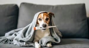 Perro con fiebre y signos de malestar